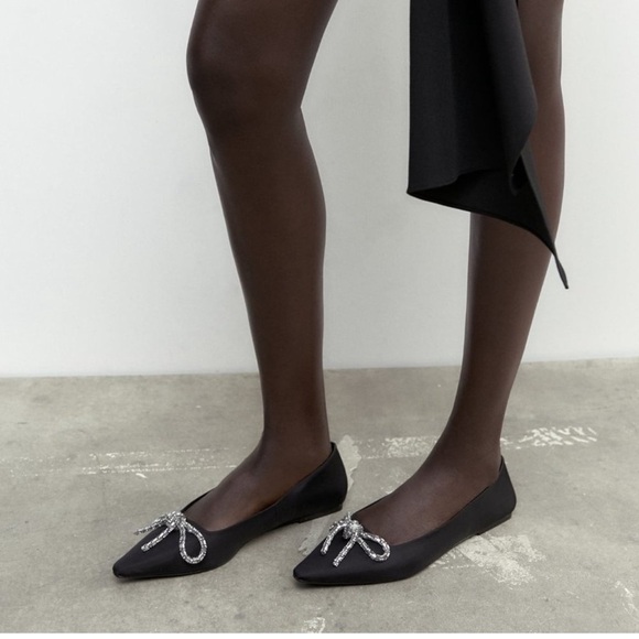Zara Embellished Bow ballet flats in Black New with Tags! - Picture 7 of 14
